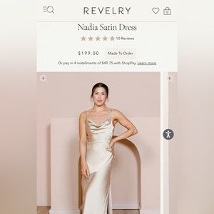 Revelry Nadia satin gold champagne dress